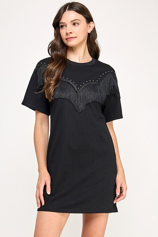 FRINGE T-SHIRT DRESS