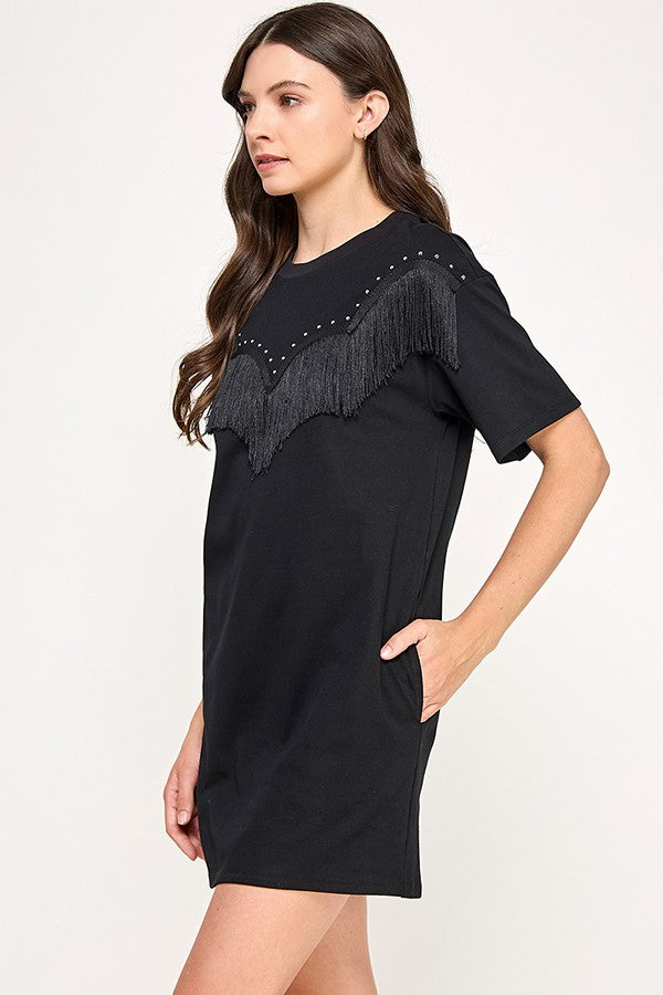 FRINGE T-SHIRT DRESS