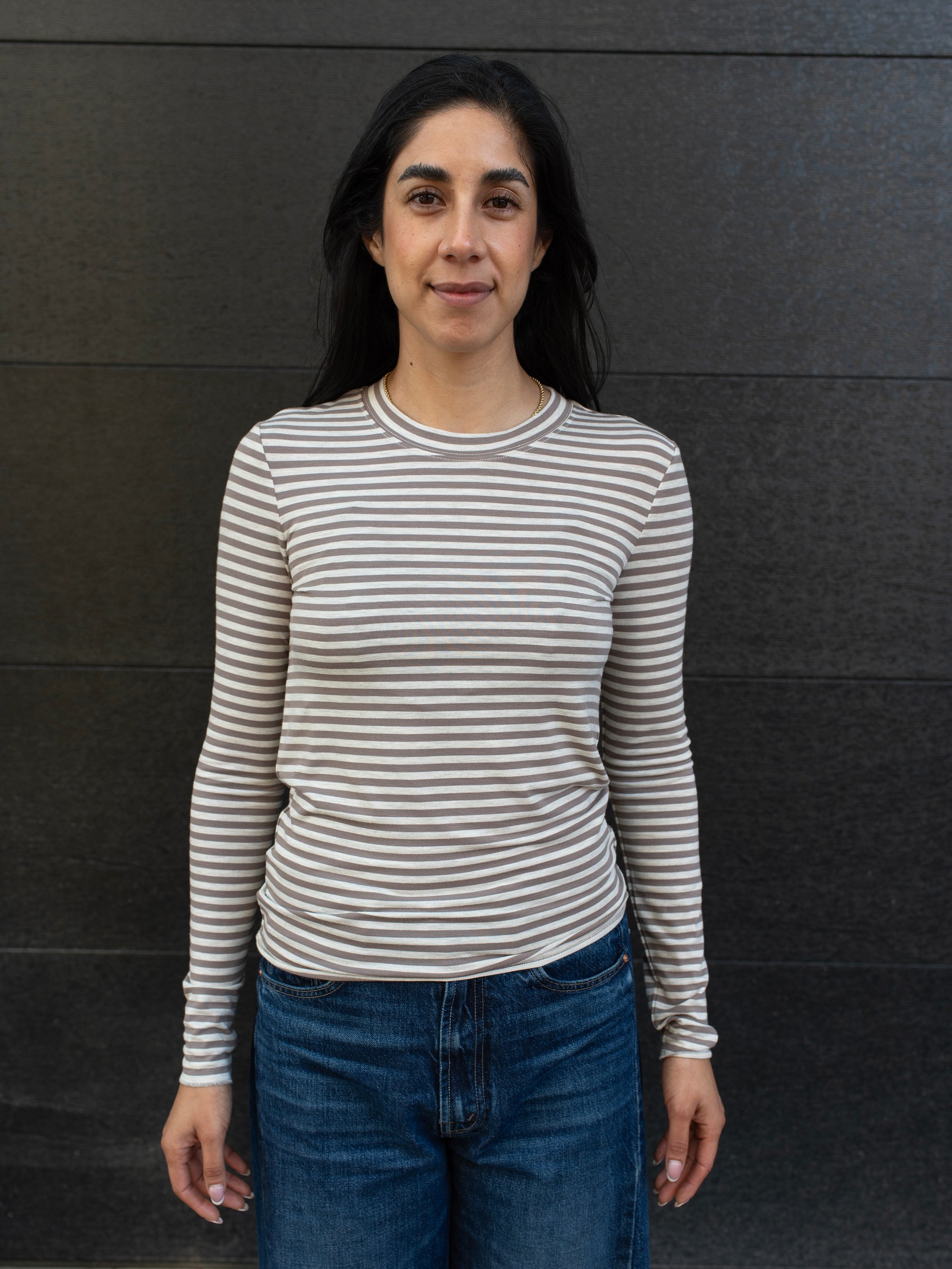 STRIPED BAMBOO LONG SLEEVE TEE