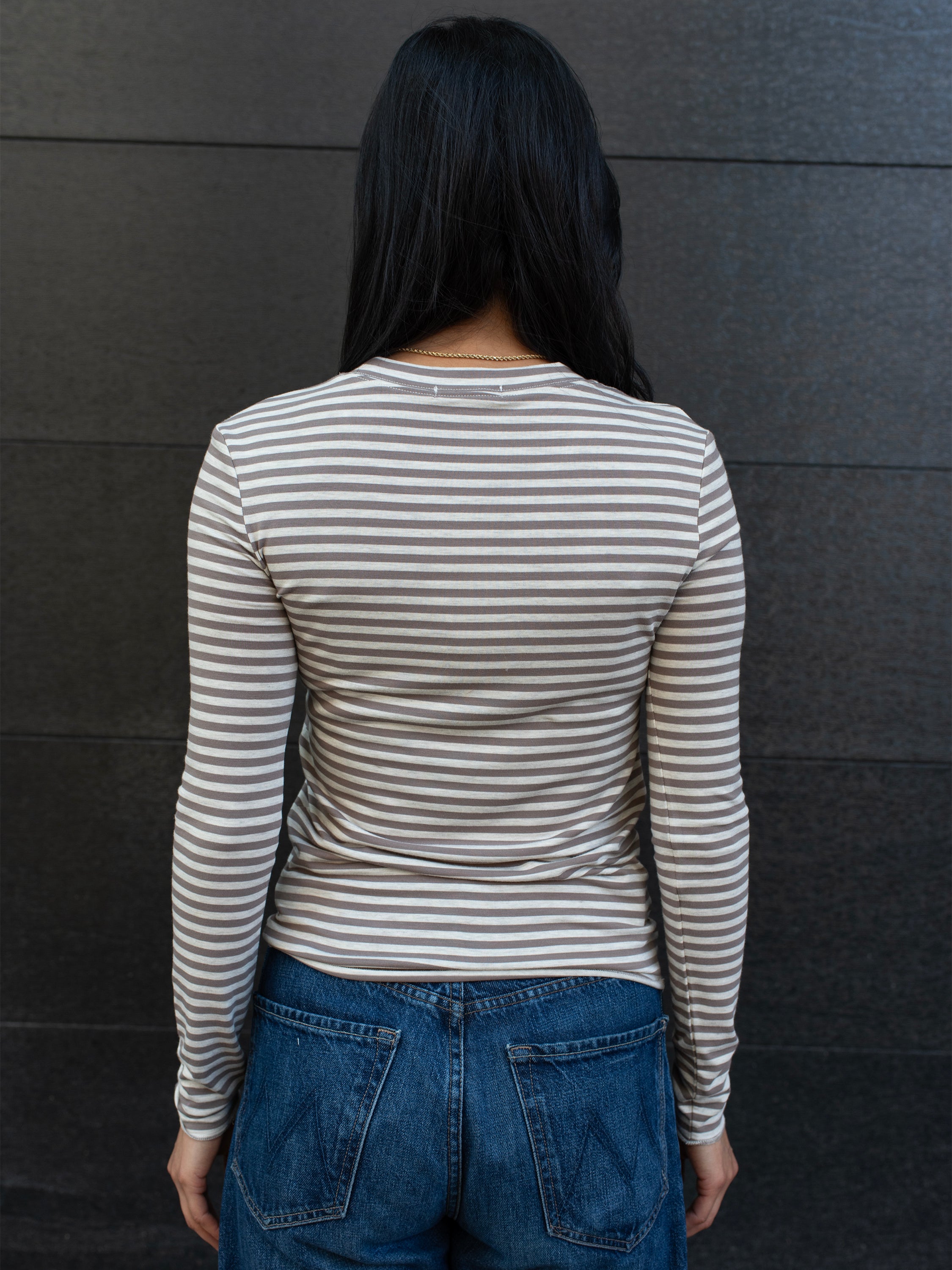STRIPED BAMBOO LONG SLEEVE TEE