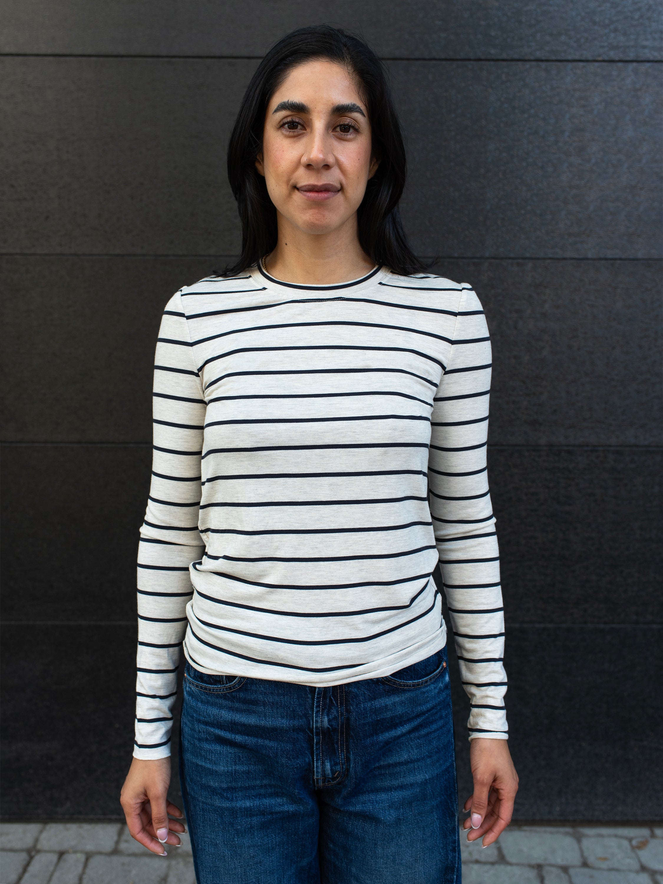 STRIPED BAMBOO LONG SLEEVE TEE