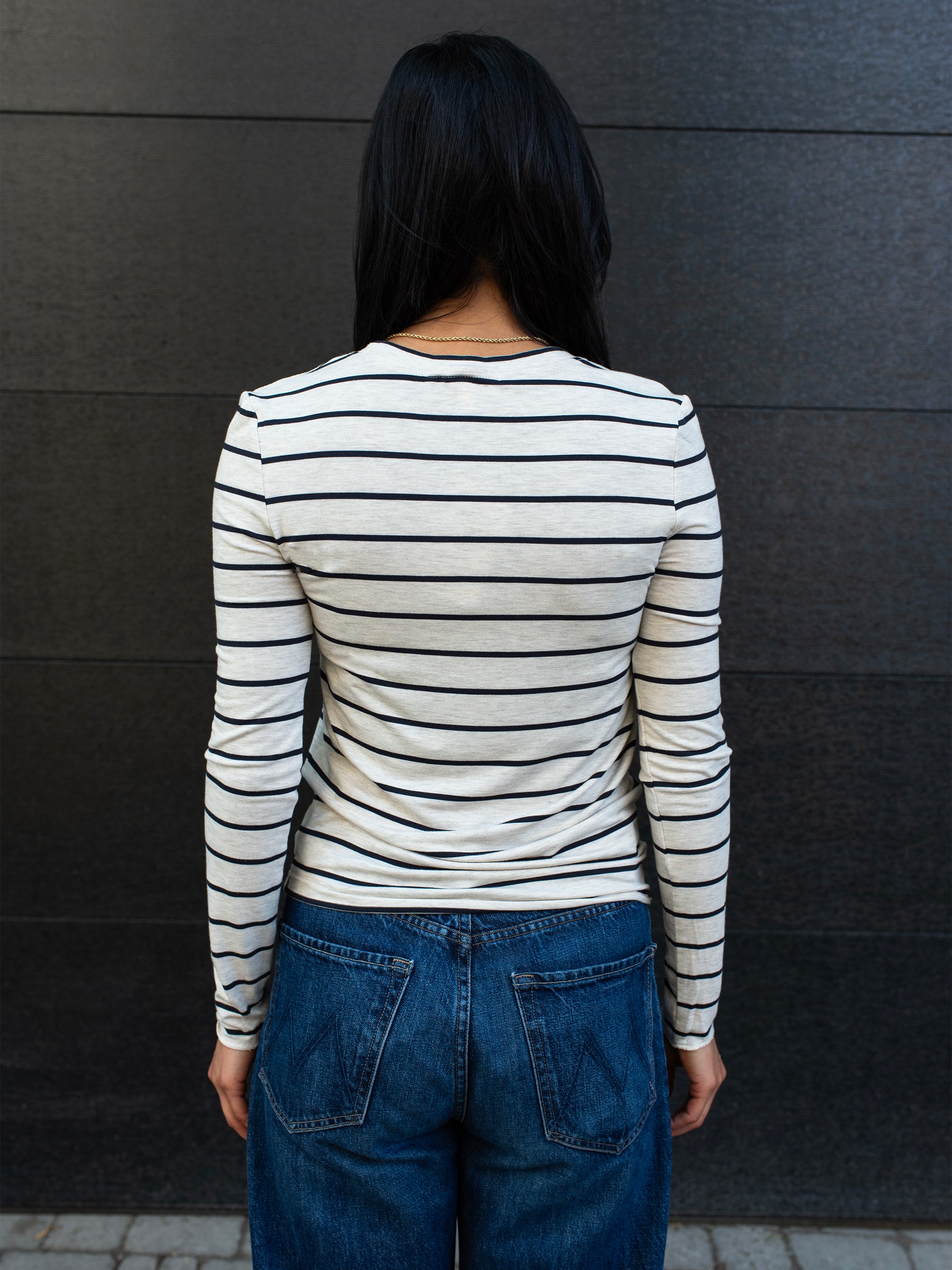 STRIPED BAMBOO LONG SLEEVE TEE