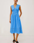 ROXANNE COTTON POPLIN V-NECK DRESS