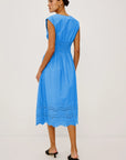 ROXANNE COTTON POPLIN V-NECK DRESS