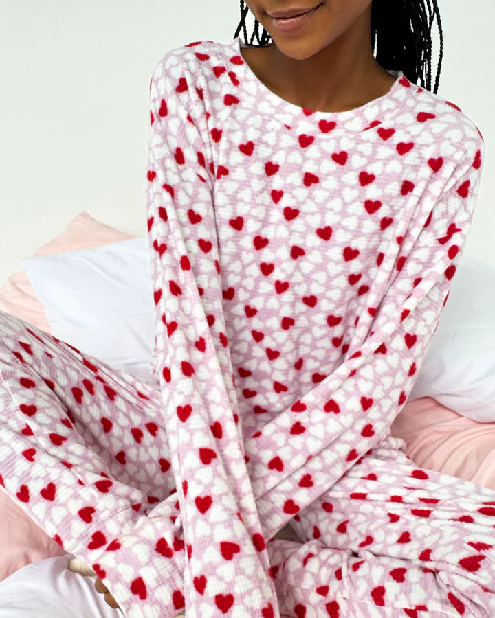 CANDY HEART MARNA FUZZY THERMAL PJ SET