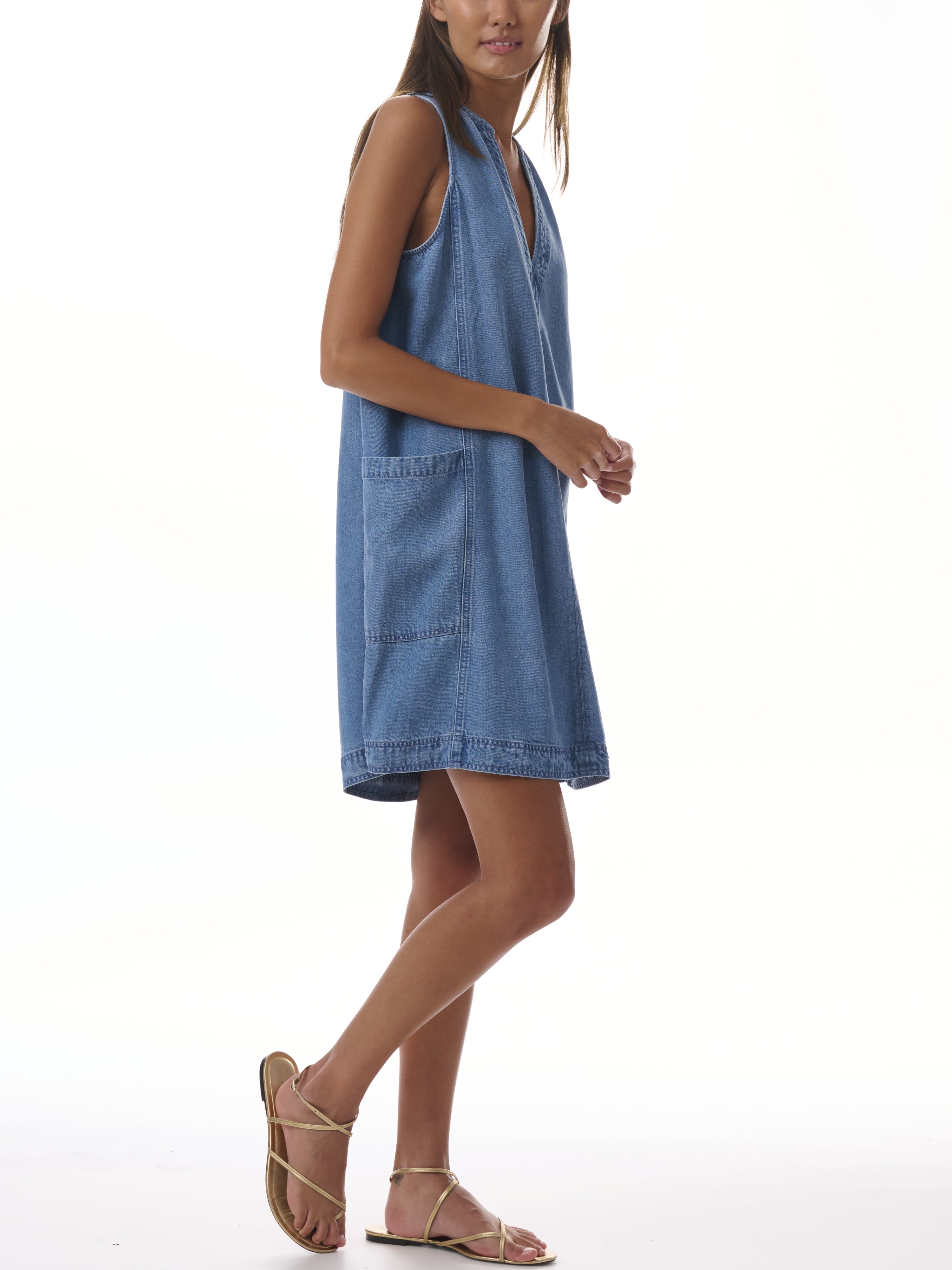 トップス 2WAY SPONGE SHIFT DRESS トップス 2WAY SPONGE SHIFT DRESS Linen Scoop-Neck Shift