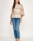 FOLK FLORAL PEASANT BLOUSE