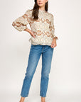 FOLK FLORAL PEASANT BLOUSE
