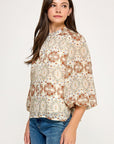 FOLK FLORAL PEASANT BLOUSE