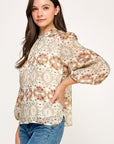 FOLK FLORAL PEASANT BLOUSE