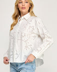 EYELET LONG SLEEVE SHIRT