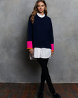 COLOUR BLOCK RELAXED SWEATER WITH RACING STRIPE