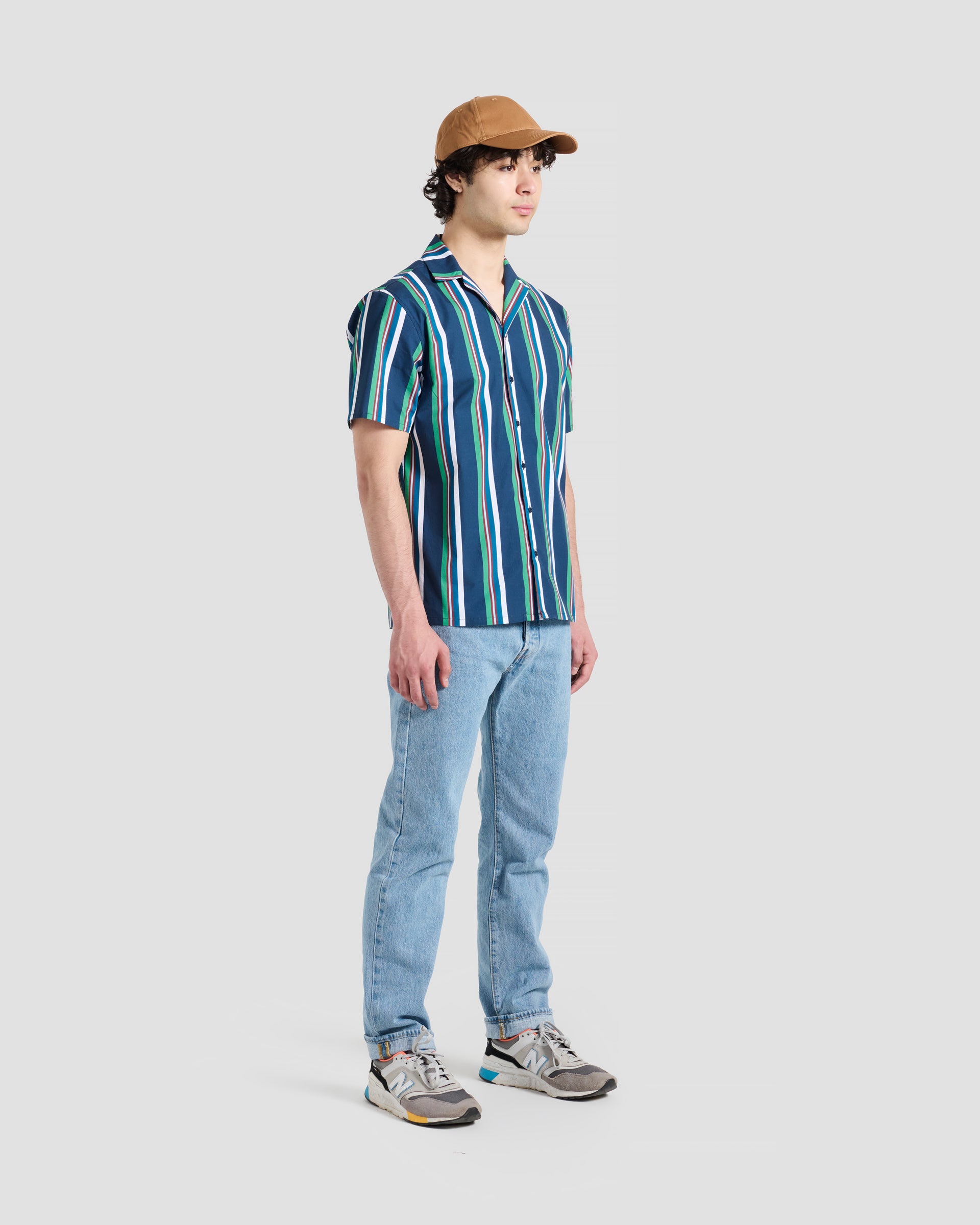 RETRO STRIPE SHORT SLEEVE CAMP SHIRT