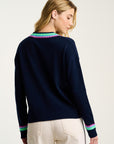 IN THE MIX CROCHET TRIM V-NECK SWEATER