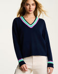 IN THE MIX CROCHET TRIM V-NECK SWEATER