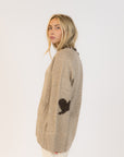 SHYLA EMBROIDERED SLOUCH CARDI WITH HEARTS
