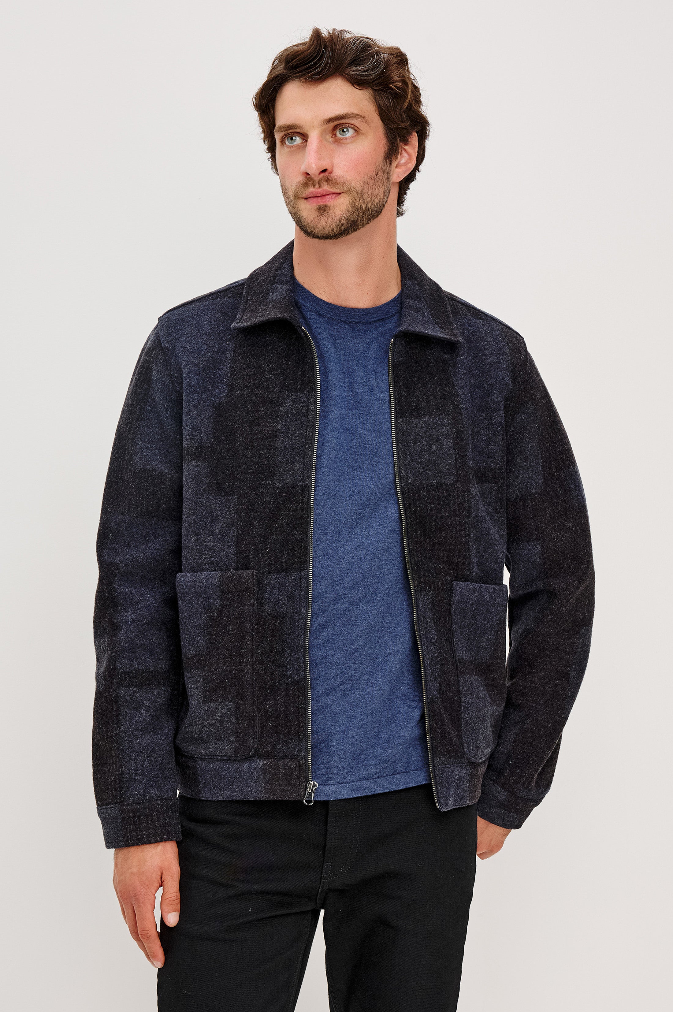 SIMON BLOCKED WOOL BLEND JACKET