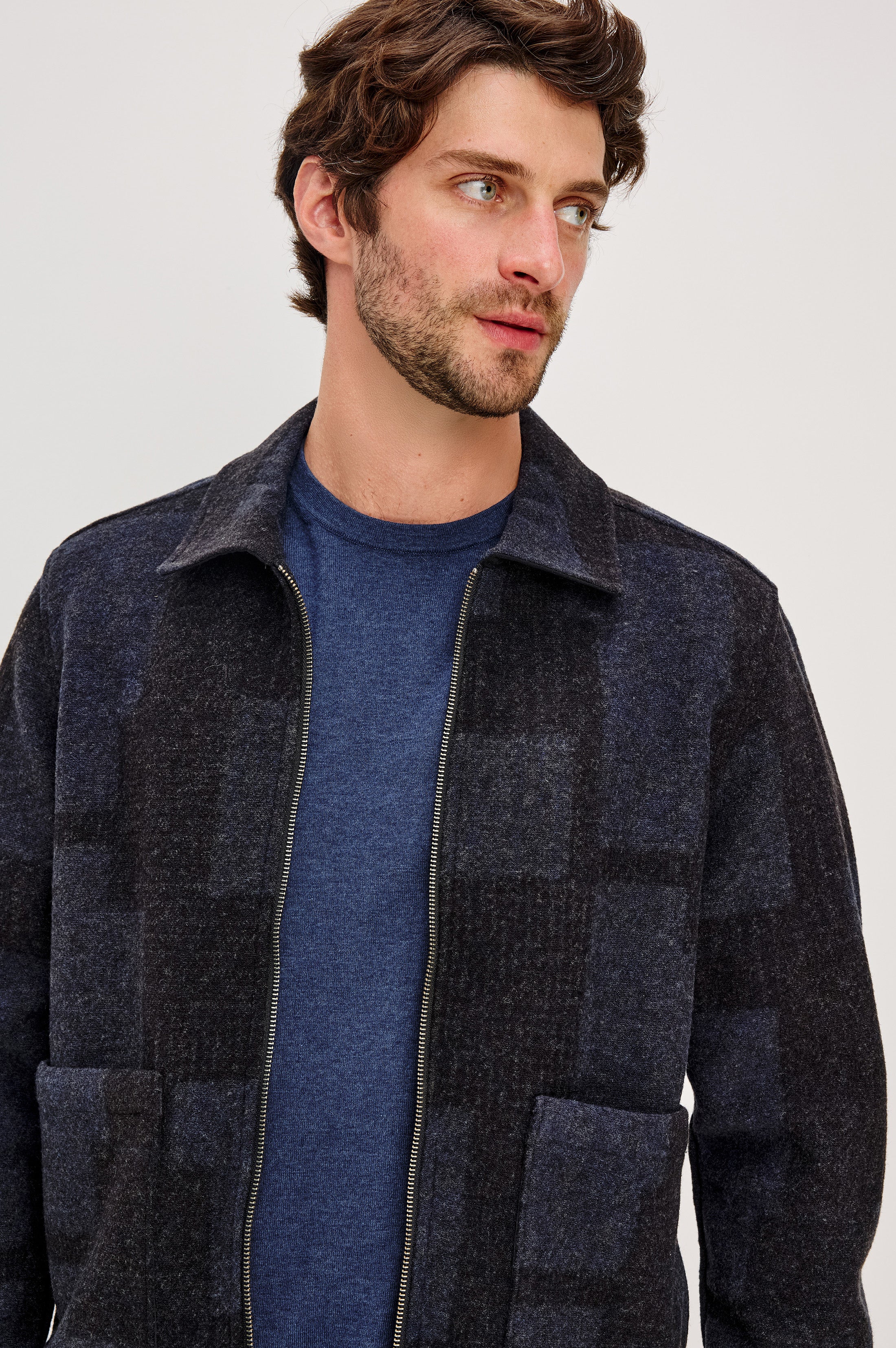 SIMON BLOCKED WOOL BLEND JACKET