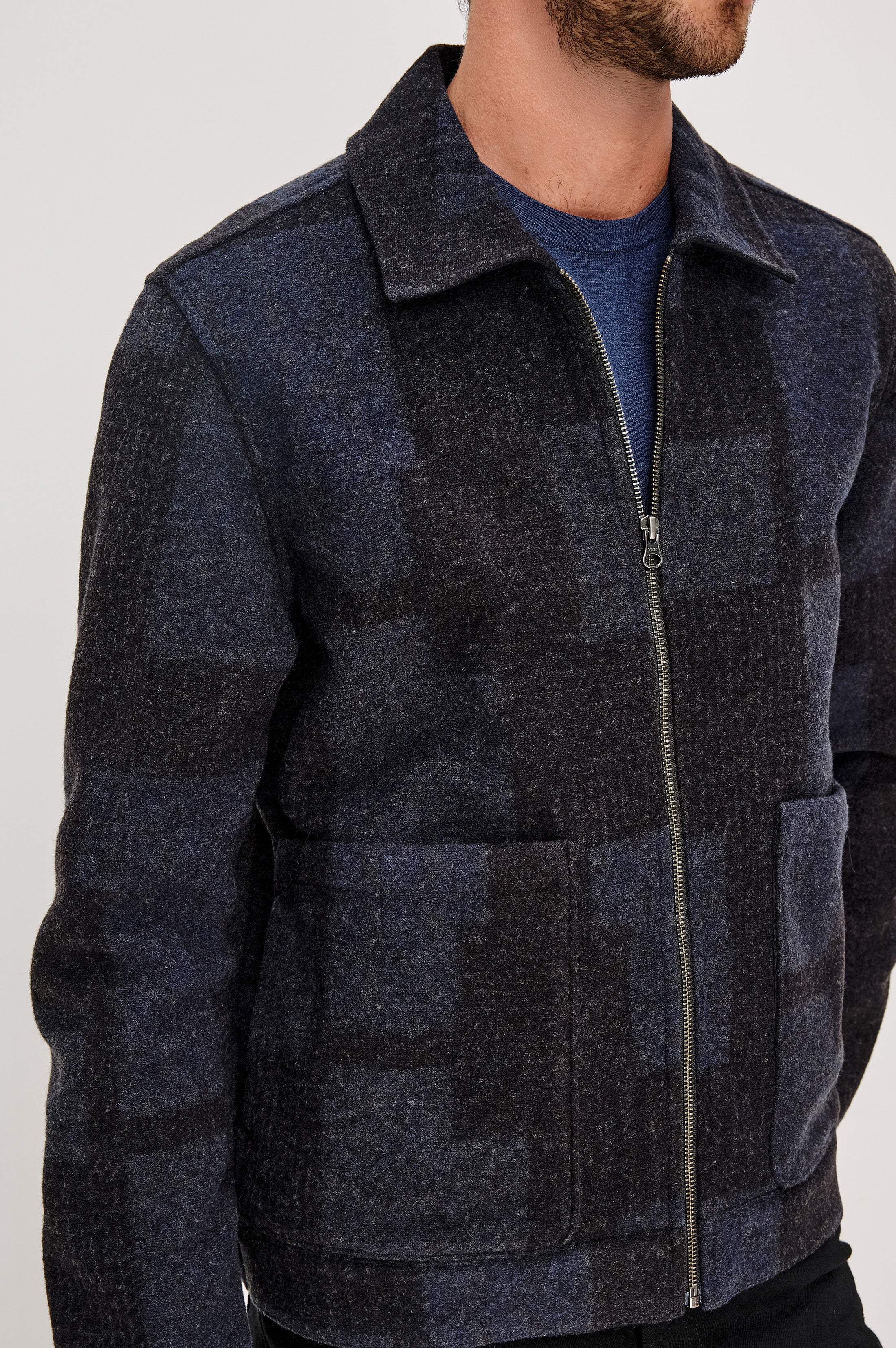 SIMON BLOCKED WOOL BLEND JACKET
