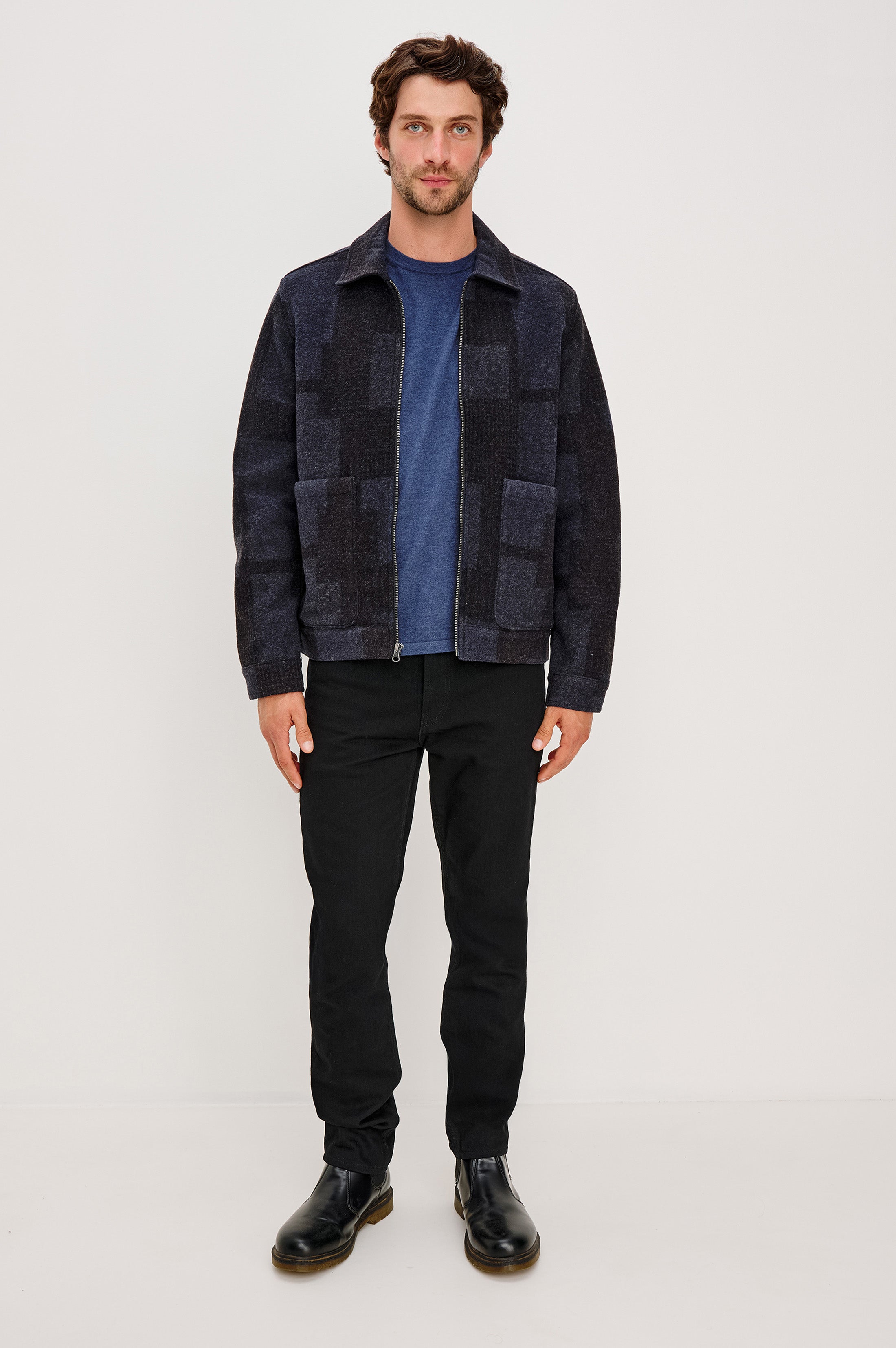 SIMON BLOCKED WOOL BLEND JACKET