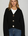 V-NECK CARDIGAN WITH GOLD BUTTONS