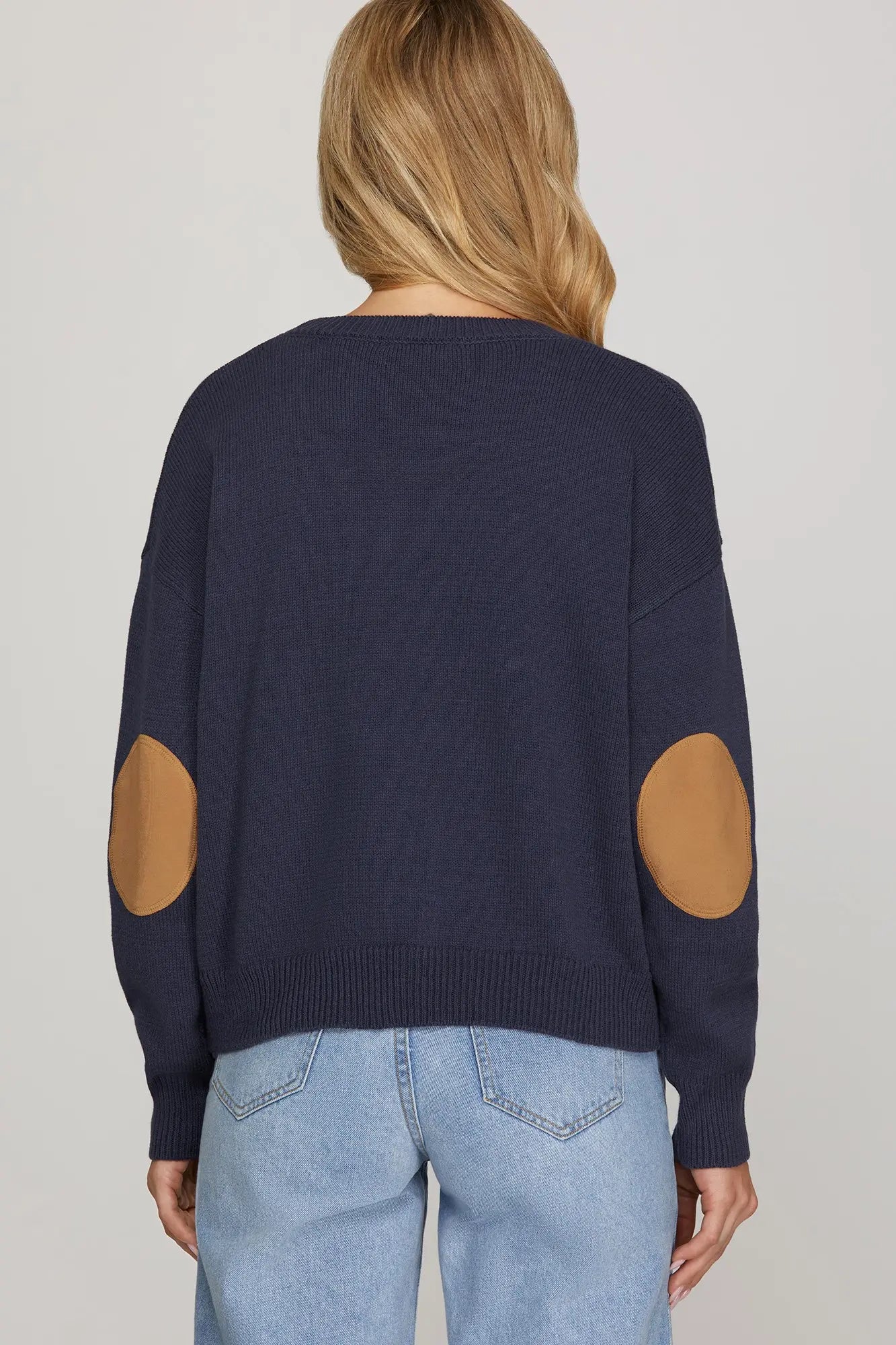 HORSE PRINT SWEATER WITH ELBOW PATCH