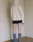 MIXED KNIT HOODIE SWEATER