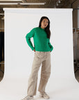 TIMMY SHORT CREW NECK SWEATER - Med. Green