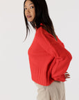 TIMMY SHORT CREW NECK SWEATER - Light Red