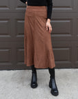 A-LINE ULTRASUEDE MIDI SKIRT