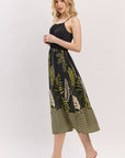 TROPICAL LEAVES SMOCKED WAIST SUNDRESS