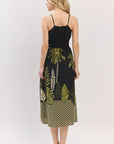 TROPICAL LEAVES SMOCKED WAIST SUNDRESS