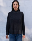 PLAITED XFINE MERINO RELAXED MOCK NECK SWEATER