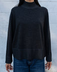 PLAITED XFINE MERINO RELAXED MOCK NECK SWEATER