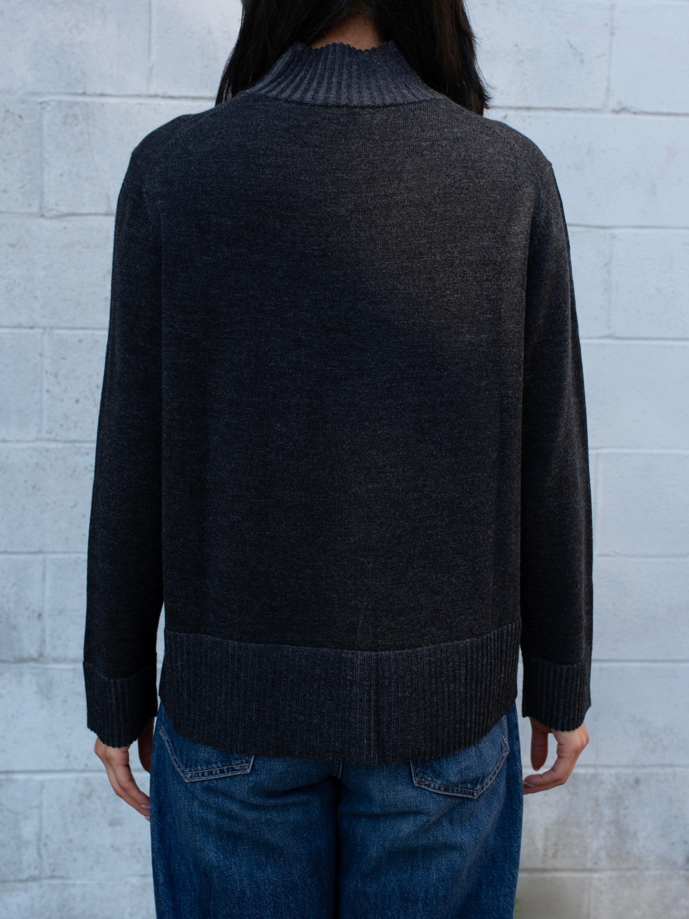 PLAITED XFINE MERINO RELAXED MOCK NECK SWEATER