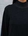 PLAITED XFINE MERINO RELAXED MOCK NECK SWEATER