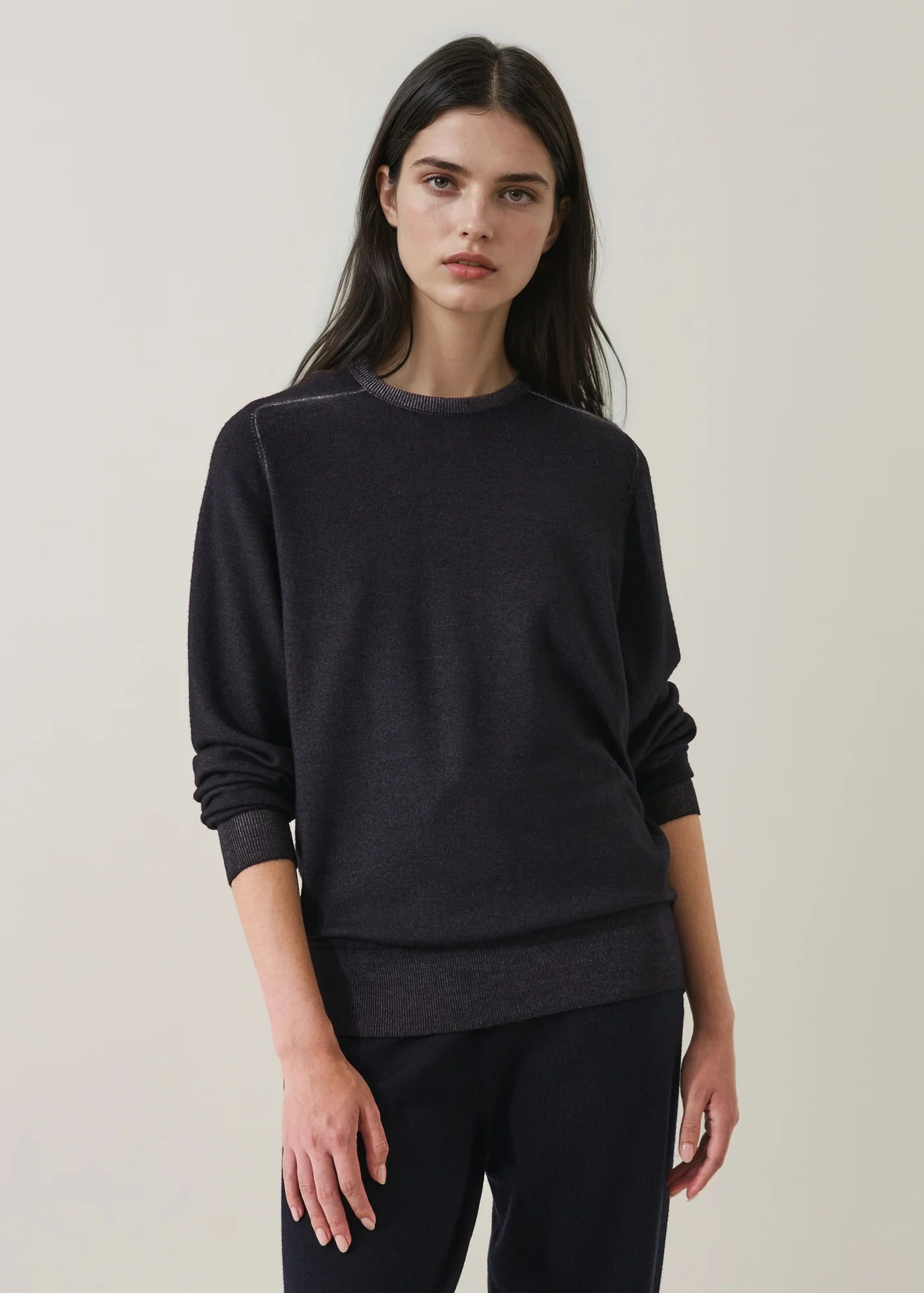 VINTAGE LONG SLEEVE XFINE MERINO BOYFRIEND CREW SWEATER