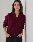 SUPERFINE WOOL RELAXED CABLE POLO SWEATER