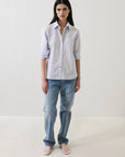 LONG SLEEVE COTON STRIPE BOYFRIEND POCKET SHIRT