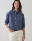 LONG SLEEVE COTTON STRIPED BOXY SHIRT