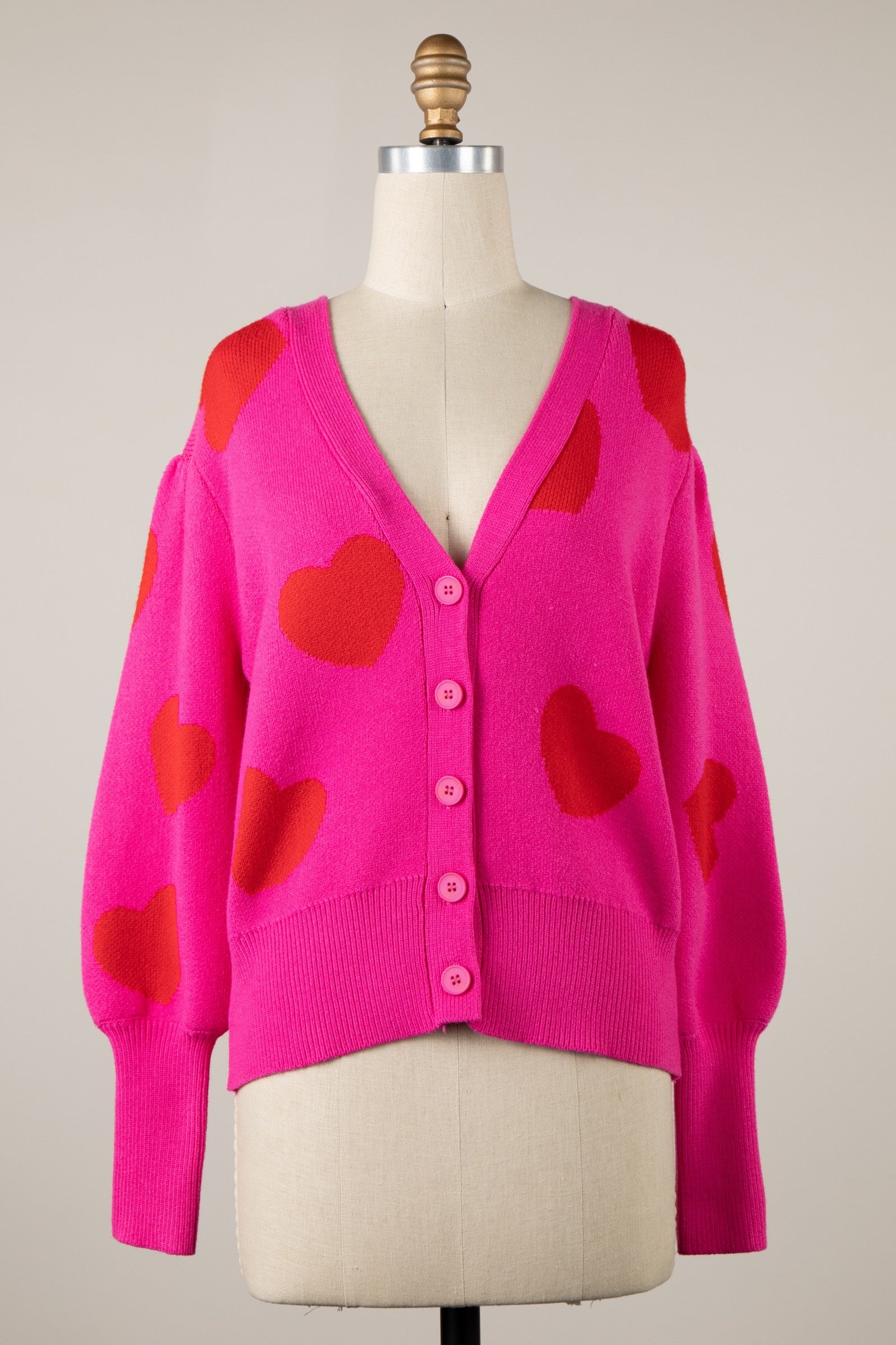 HEART PRINT CARDIGAN