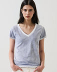 SHORT SLEEVE PIMA CLASSIC REVERSE SPRAY V-NECK TEE