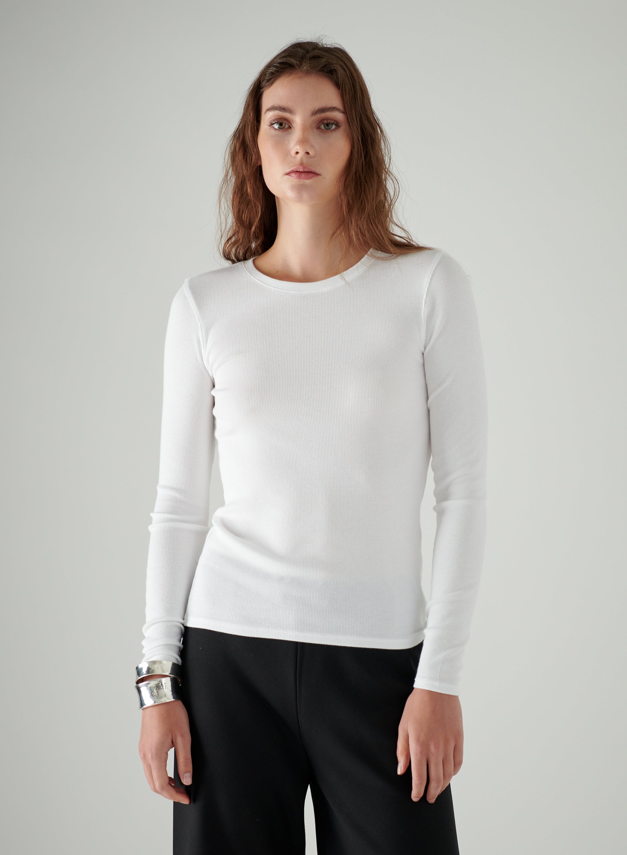 LONG SLEEVE COTTON MODAL RIB CREW