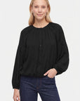 BUTTON UP BUBBLE HEM BLOUSE