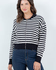 STRIPED ZIP UP CARDIGAN