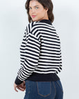 STRIPED ZIP UP CARDIGAN