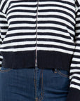 STRIPED ZIP UP CARDIGAN