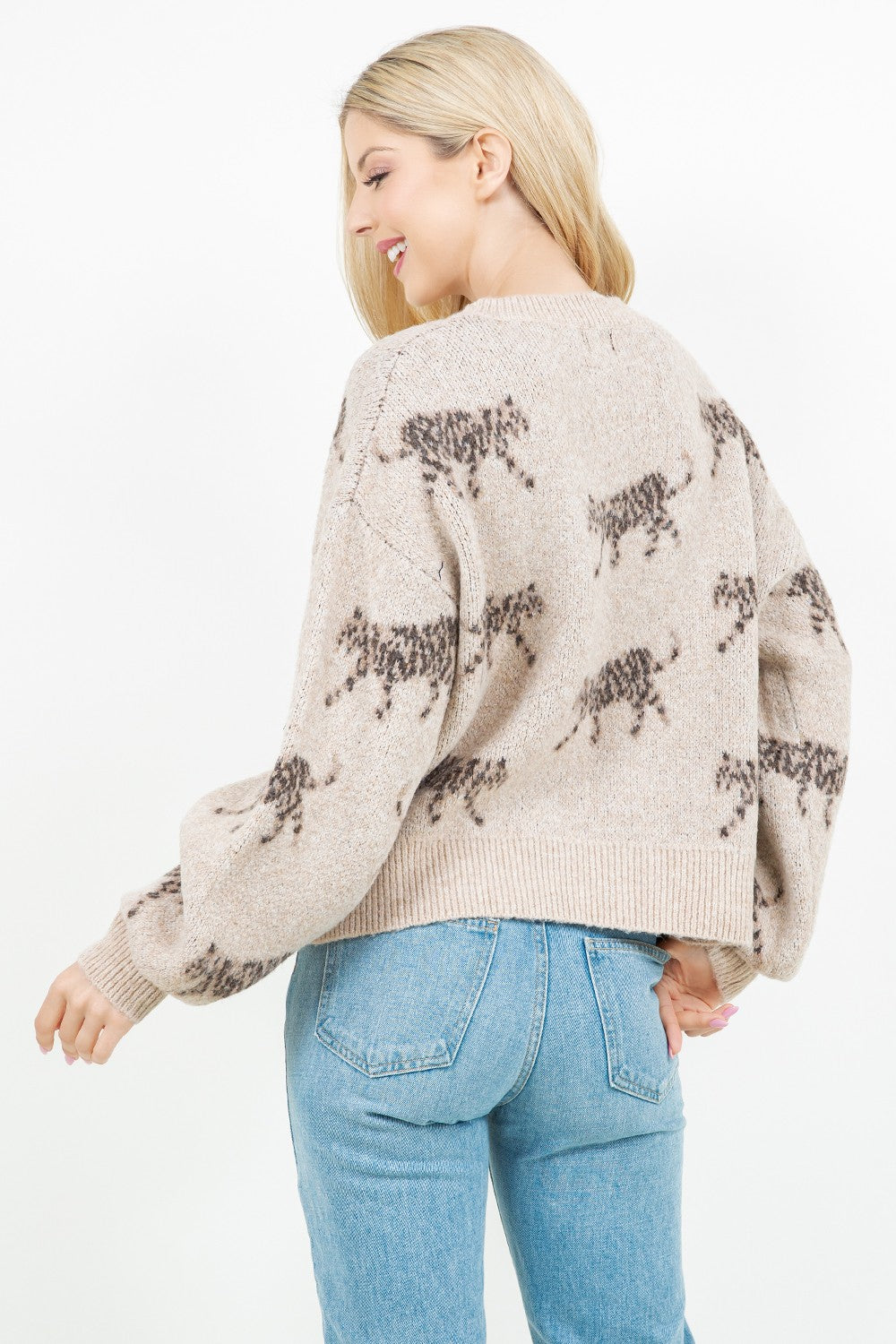 BIG CAT PRINT SWEATER