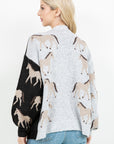 COLOUR BLOCK HORSE CARDIGAN