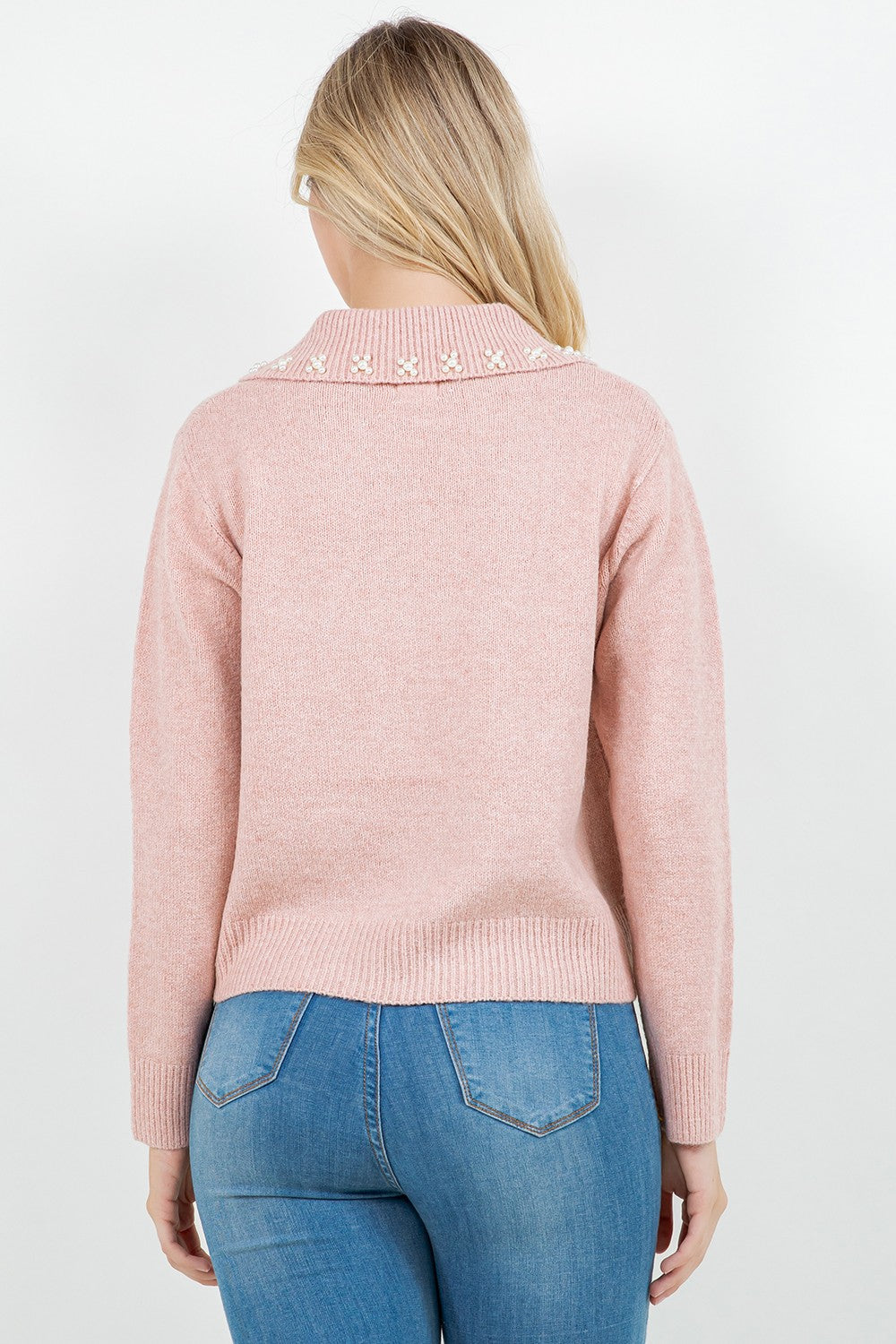 PEARL TRIM COLLAR SWEATER